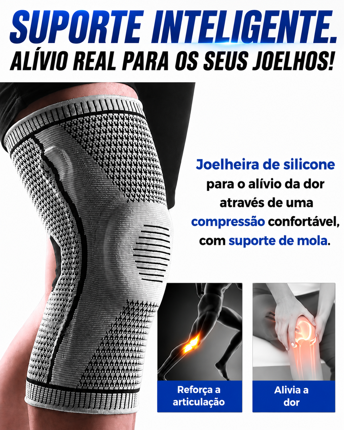 Joelheira de Proteção com Almofada de Silicone para a Rótula