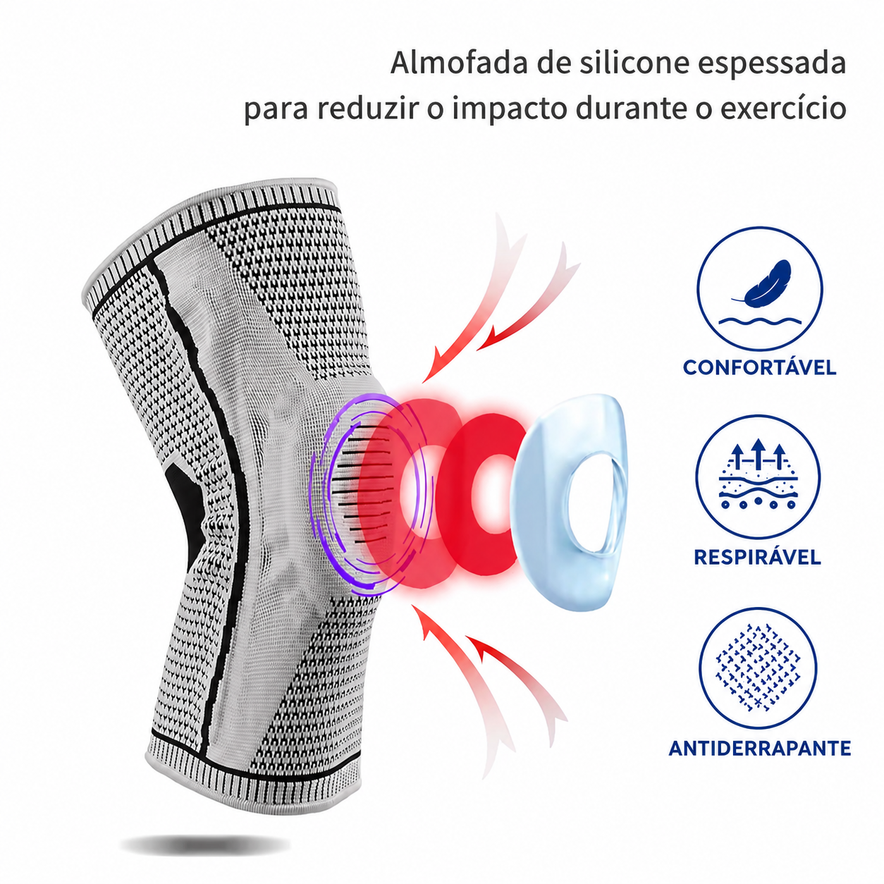 Joelheira de Proteção com Almofada de Silicone para a Rótula