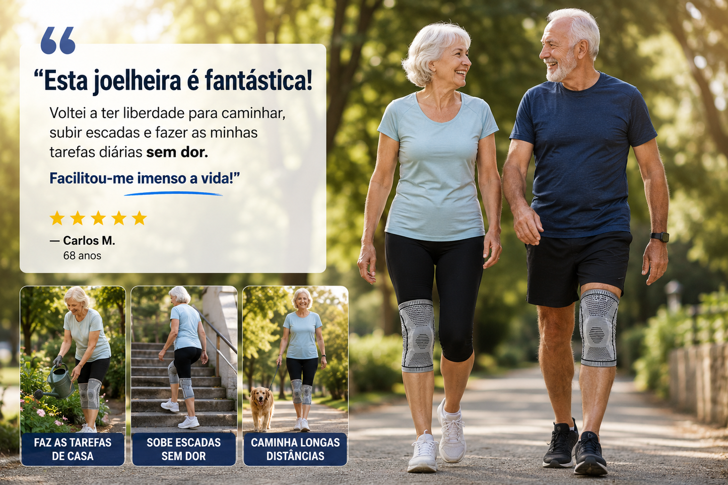 Joelheira de Proteção com Almofada de Silicone para a Rótula
